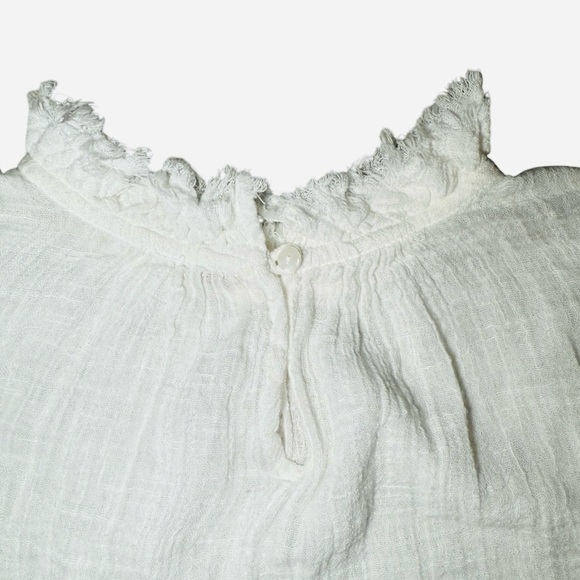 Free People FP One Textured Ruffle Blouse Ivory Size Small - Picture 5 of 9